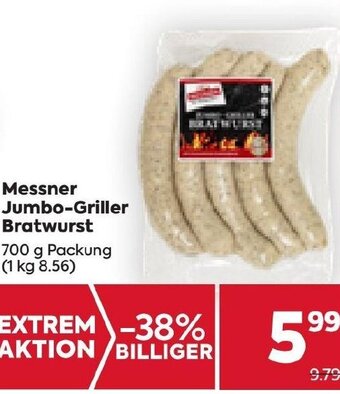 Billa Messner Jumbo-Griller Bratwurst 700 g Packung Angebot