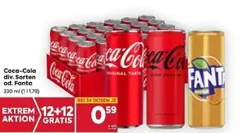 Billa Coca-Cola div. Sorten od. Fanta 330 ml Angebot