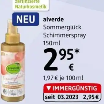 dm alverde Sommerglück Schimmerspray 150 ml Angebot