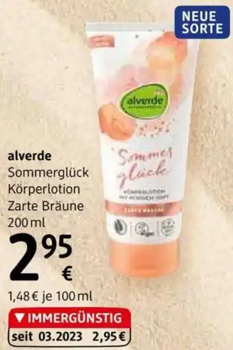 dm alverde Sommerglück glück Körperlotion Zarte Bräune 200 ml Angebot