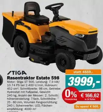 Let's Do It Baumarkt STIGA Rasentraktor Estate 598 Angebot