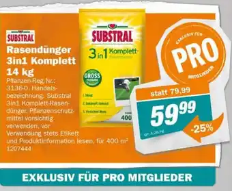 Let's Do It Baumarkt SUBSTRAL Rasendünger 3in1 Komplett 14 kg Angebot