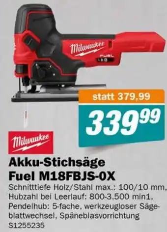 Let's Do It Baumarkt Milwaukee Akku-Stichsäge Fuel M18FBJS-OX Angebot