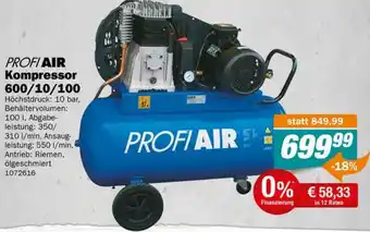 Let's Do It Baumarkt PROFI AIR Kompressor 600/10/100 Angebot