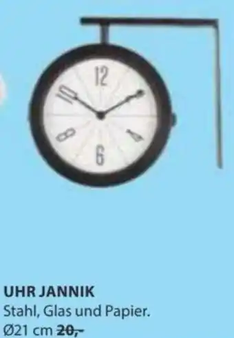 JYSK UHR JANNIK Stahl, Glas und Papier. Ø21 cm Angebot