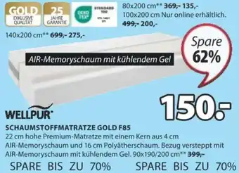 JYSK WELLPUR SCHAUMSTOFFMATRATZE GOLD F85 Angebot