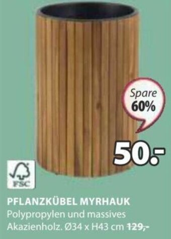JYSK PFLANZKÜBEL MYRHAUK Polypropylen und massives Akazienholz. Ø34 x H43 cm Angebot