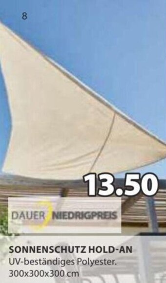 JYSK SONNENSCHUTZ HOLD-AN UV-beständiges Polyester. 300x300x300 cm Angebot
