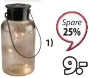JYSK SOLARLAMPE BERGAND Glas und Metall Ø8 x H16 cm Angebot