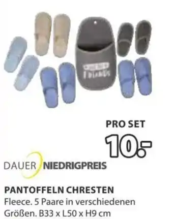 PANTOFFELN CHRESTEN Fleece. 5 Paare in verschiedenen Größen. B33 x L50 x H9 cm