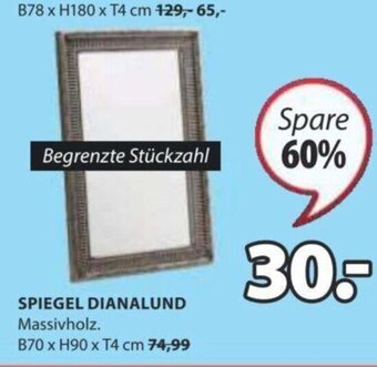 JYSK SPIEGEL DIANALUND Massivholz. B70 x H90 x T4 cm Angebot