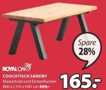 JYSK COUCHTISCH SANDBY Massivholz und Eichenfurnier. B60 x L110 x H45 cm Angebot