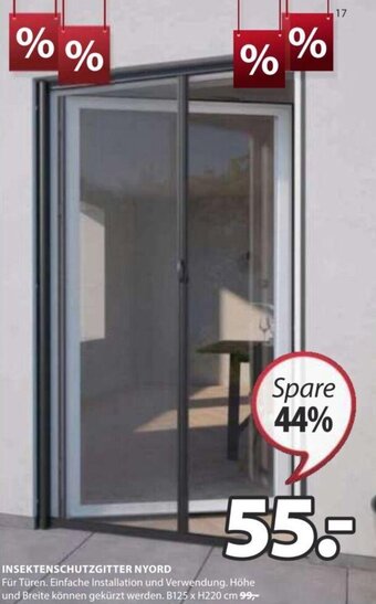 JYSK INSEKTENSCHUTZGITTER NYORD B125 x H220 cm Angebot