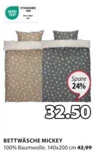 JYSK BETTWÄSCHE MICKEY 100% Baumwolle. 140x200 cm Angebot