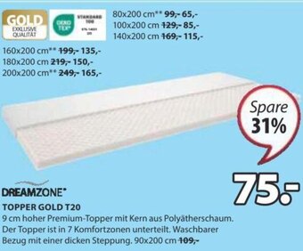 JYSK TOPPER GOLD T20 90x200 cm Angebot