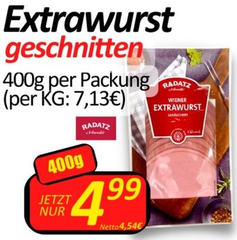 Wurstico Extrawurst geschnitten 400g per Packung Angebot