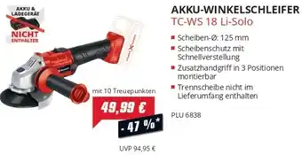Unimarkt Einhell AKKU-WINKELSCHLEIFER TC-WS 18 Li-Solo Angebot