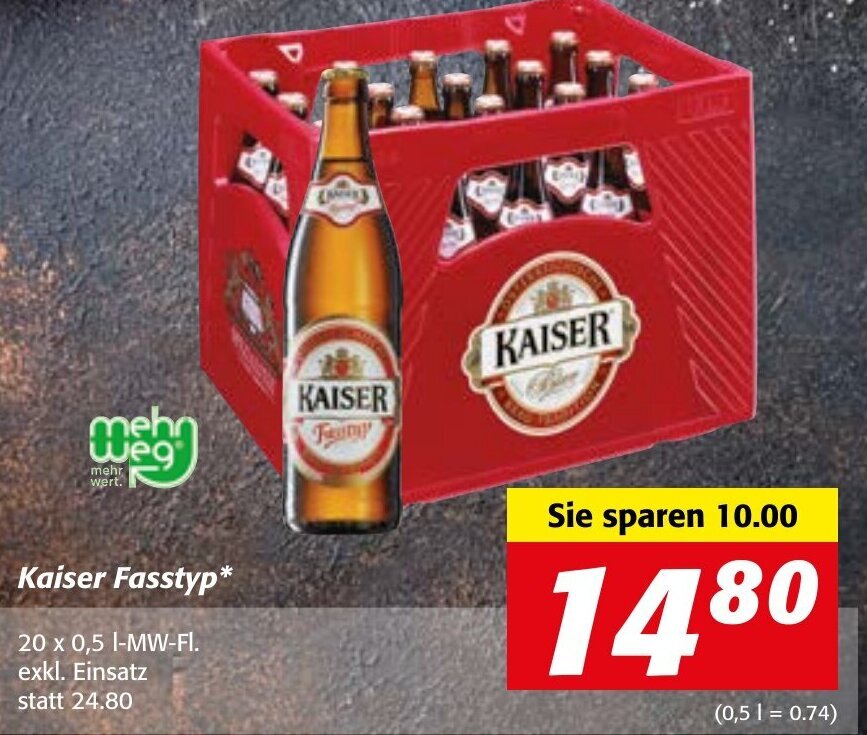 Strasser Markt Kaiser Fasstyp* 20 x 0,5 I-MW-FI Angebot