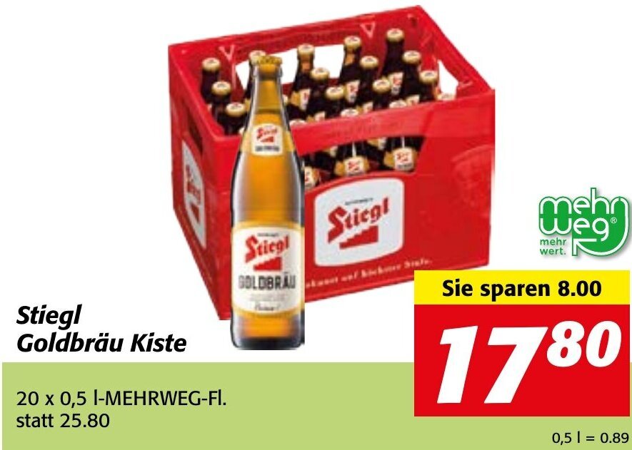 Strasser Markt Stiegl Goldbräu Kiste 20 x 0,5 I-MEHRWEG-FI Angebot