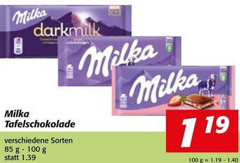Strasser Markt Milka Tafelschokolade verschiedene Sorten 85 g - 100 g Angebot