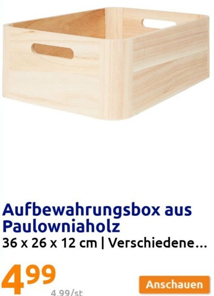 Action Aufbewahrungsbox aus Paulowniaholz 36 x 26 x 12 cm | Verschiedene... Angebot