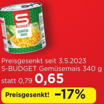 Spar S-BUDGET Gemüsemais 340 g Angebot