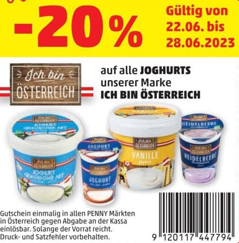 PENNY auf alle JOGHURTS unserer Marke ICH BIN ÖSTERREICH Angebot