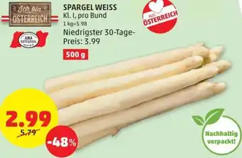 PENNY SPARGEL WEISS Kl. I, pro Bund 500 g Angebot