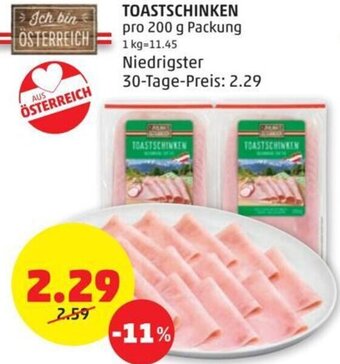 PENNY TOASTSCHINKEN pro 200 g Packung Angebot