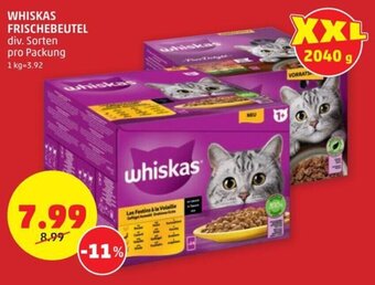 PENNY WHISKAS FRISCHEBEUTEL div. Sorten pro Packung Angebot
