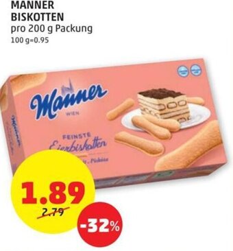 PENNY MANNER BISKOTTEN pro 200 g Packung Angebot