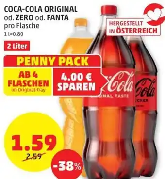 PENNY COCA-COLA ORIGINAL od. ZERO od. FANTA pro Flasche Angebot