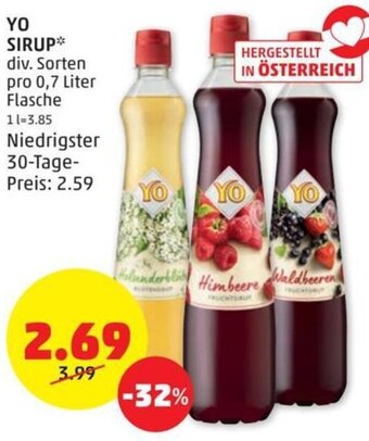 PENNY YO SIRUP* div. Sorten pro 0,7 Liter Angebot