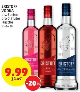 PENNY ERISTOFF VODKA div. Sorten pro 0,7 Liter Flasche Angebot