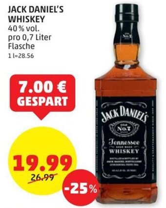 PENNY JACK DANIEL'S WHISKEY 40% vol. pro 0,7 Liter Flasche Angebot