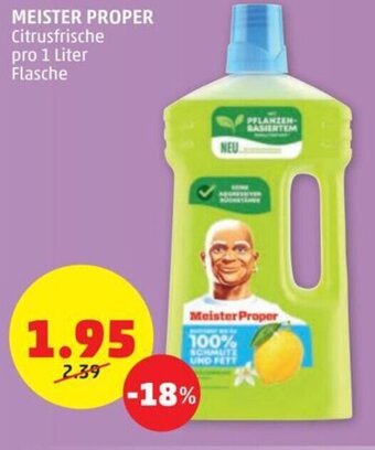 PENNY MEISTER PROPER Citrusfrische pro 1 Liter Flasche Angebot