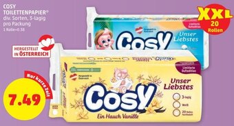 PENNY COSY TOILETTENPAPIER* div. Sorten, 3-lagig pro Packung Angebot