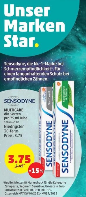 PENNY SENSODYNE MULTICARE div. Sorten pro 75 ml Tube Angebot