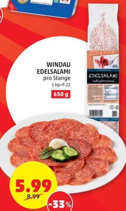 PENNY WINDAU EDELSALAMI pro Stange Angebot