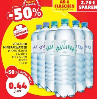 PENNY VÖSLAUER MINERALWASSER prickelnd, mild od. ohne pro 1,5 Liter Flasche Angebot
