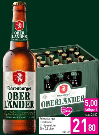 Sutterlüty Fohrenburger Oberländer Ur-Spezialbier 20 x 0,5 Liter Angebot