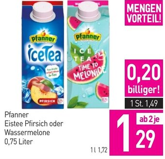 Sutterlüty Pfanner Eistee Pfirsich oder Wassermelone 0,75 Liter Angebot