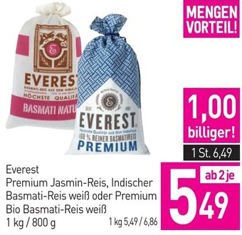 Sutterlüty Everest Premium Jasmin-Reis, Indischer Basmati-Reis weiß oder Premium Bio Basmati-Reis weiß 1 kg/ 800 g Angebot