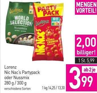 Sutterlüty Lorenz Nic Nac's Partypack oder Nussmix 280 g/ 300 g Angebot