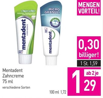 Sutterlüty Mentadent Zahncreme 75 ml verschiedene Sorten Angebot