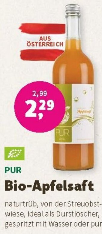 Denn's Biomarkt PUR Bio-Apfelsaft 990 ml Angebot