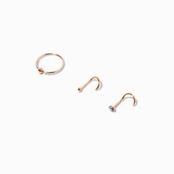 Claire's Sterling silver 22g rose gold nose studs & rings - 3 pack Angebot