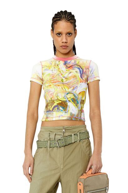 Diesel Verblasstes t-shirt mit abstraktem print Angebot