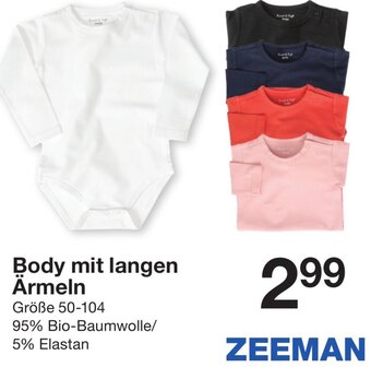 Zeeman Body Mit Langen Ärmeln Größe 50-104 Angebot