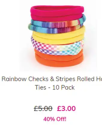 Claire's Rainbow Checks & Stripes Rolled Angebot
